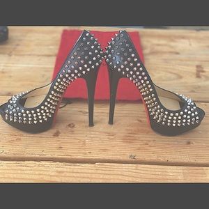 Christian Louboutin Black Bianca Spiked Pumps